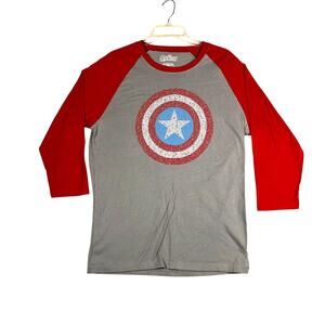 Marvel Shirt Mens Large Red Baseball Raglan Avengers Captain America Comics